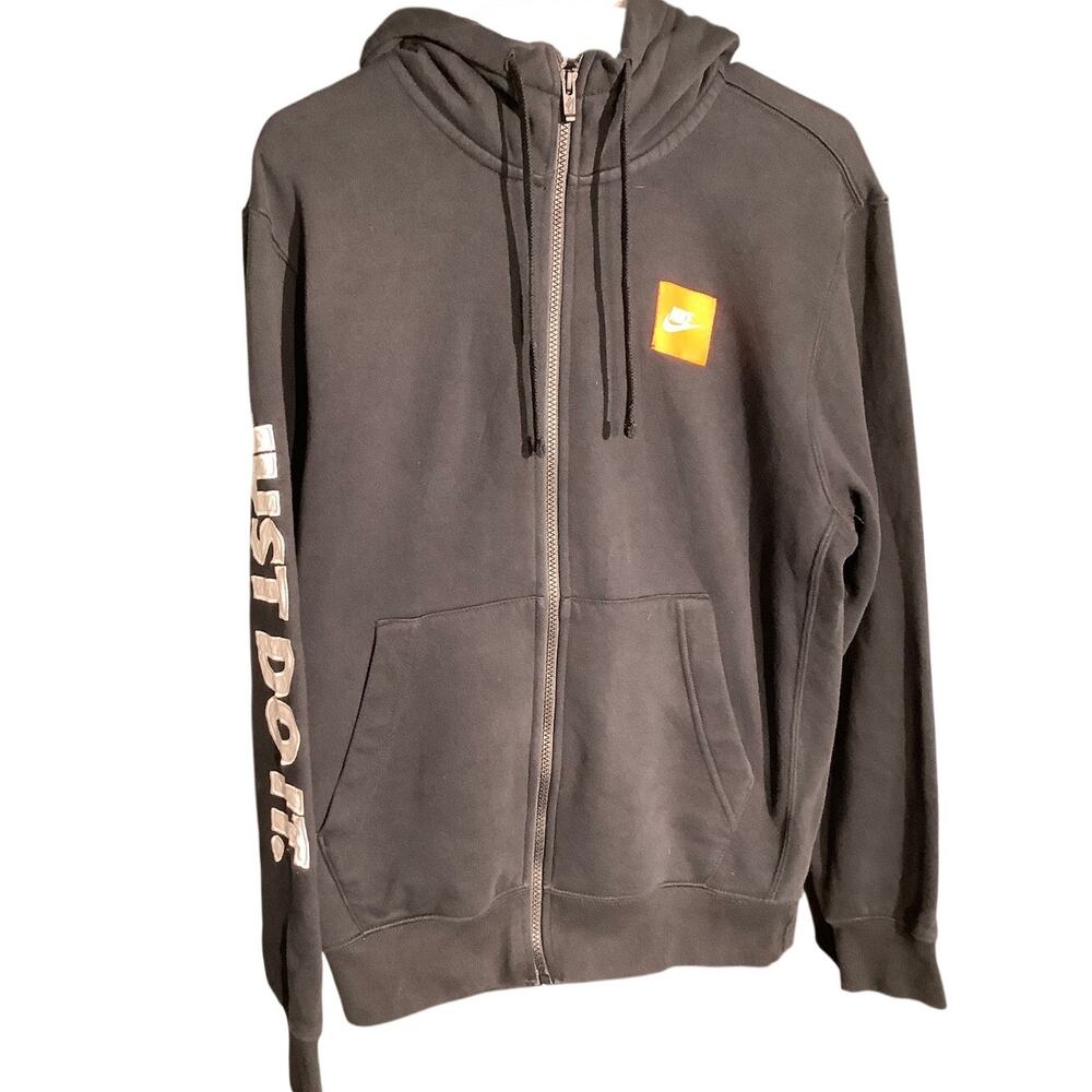 Nike Just Do It Hoodie Men’s Small Black Full Zip— Streetwear, Athleisure, Sport